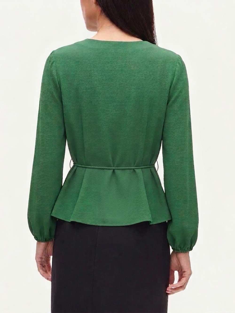 J. CREW Women's Drapey Crepe Faux-Wrap Top - Green, Sz 8 - Picture 6 of 10